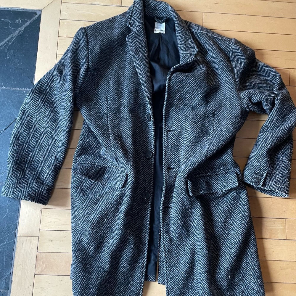 GAPxSteven Alan Herringbone Tweed Trench size Large